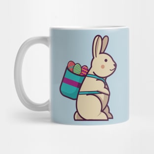 cute easter bunny with colorful eggs in basket backpack Mug